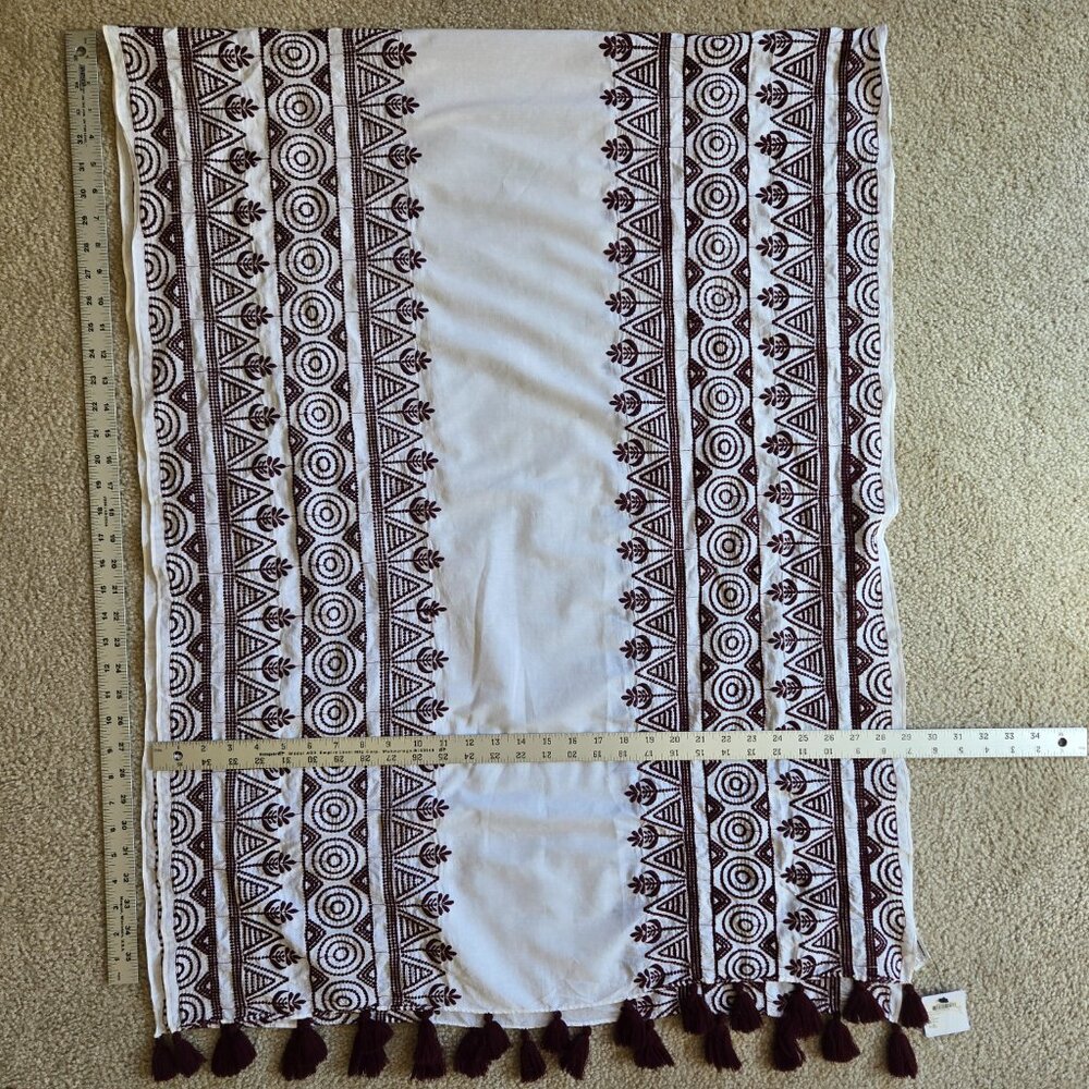 NWT Club Monaco Rasa Embroidered Scarf Cotton Silk Wildberry